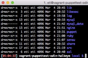example output of dir showing filenames, filesizes, and change timestamps
