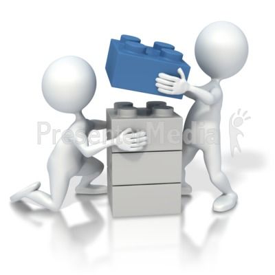 image of clipart style people slowing building a tower with blocks