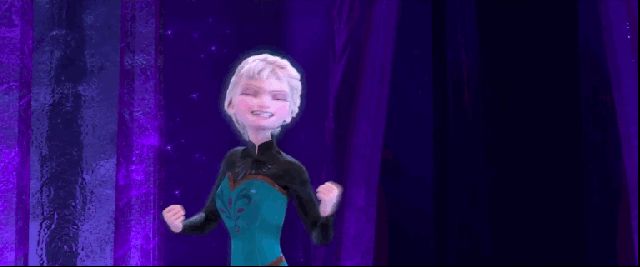 elsa from frozing doing her final song called let it go