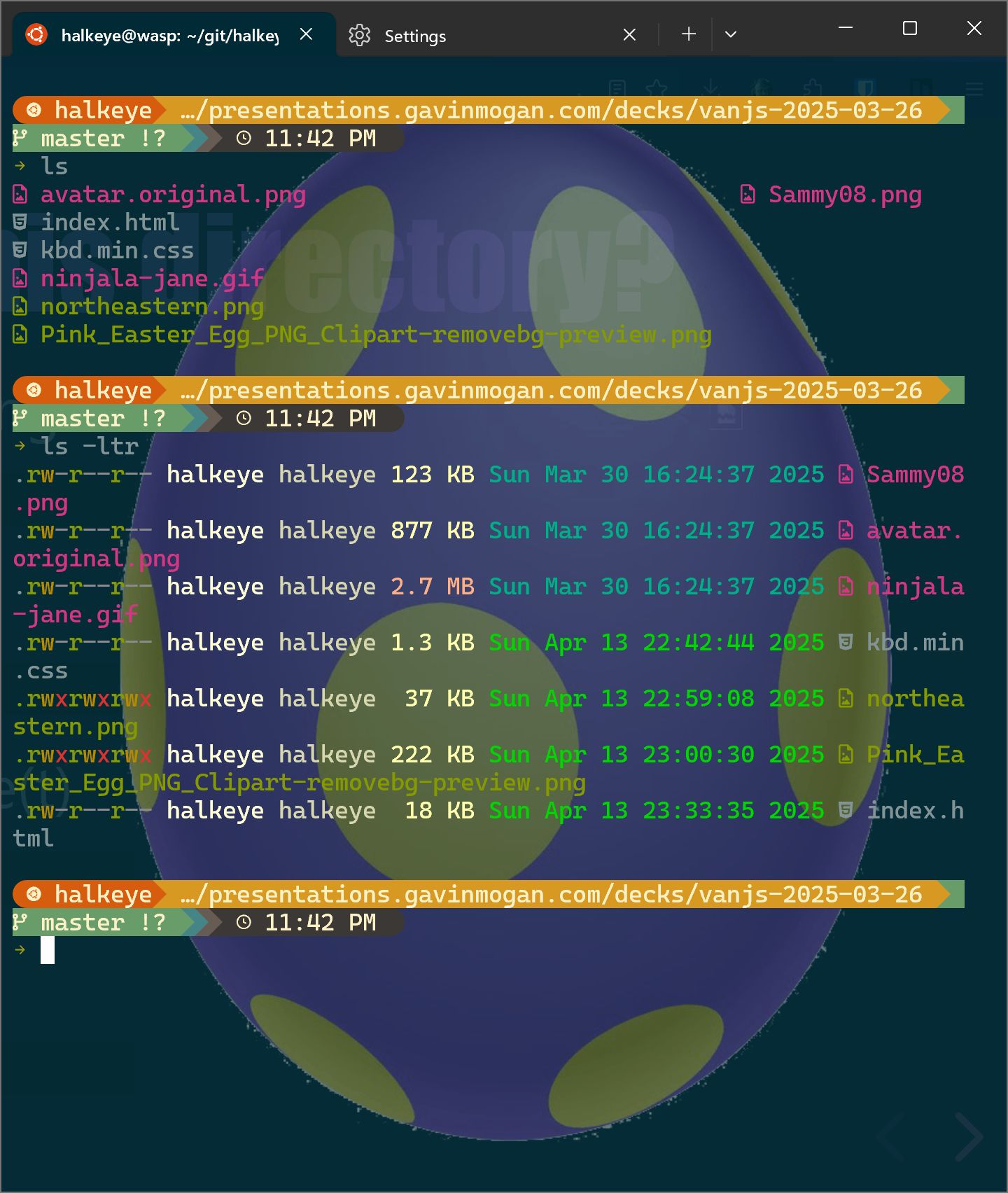 directory listing with a easter egg in the background for the easter egg hunt