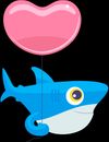 Digital Ocean Mascot, Sammy the Shark, holding a heart ballon